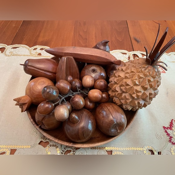 Vintage MCM Wooden Fruit and bowl - Picture 11 of 14